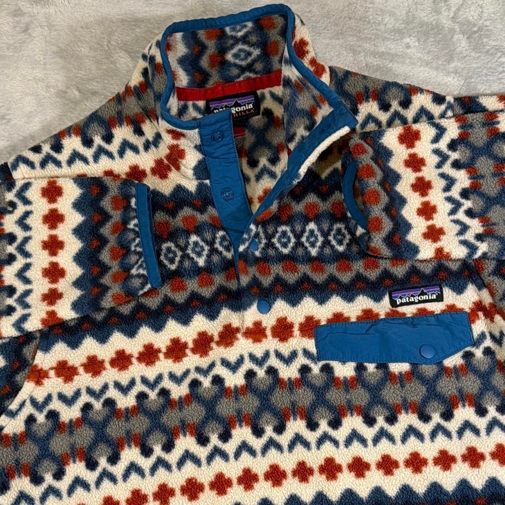 Patagonia Synchilla Snap-T Fleece Pullover | Geometric Fair Isle Print | XS